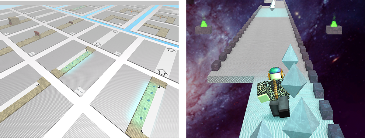 On the left, the template in Studio. On the right, a customized version of the game!